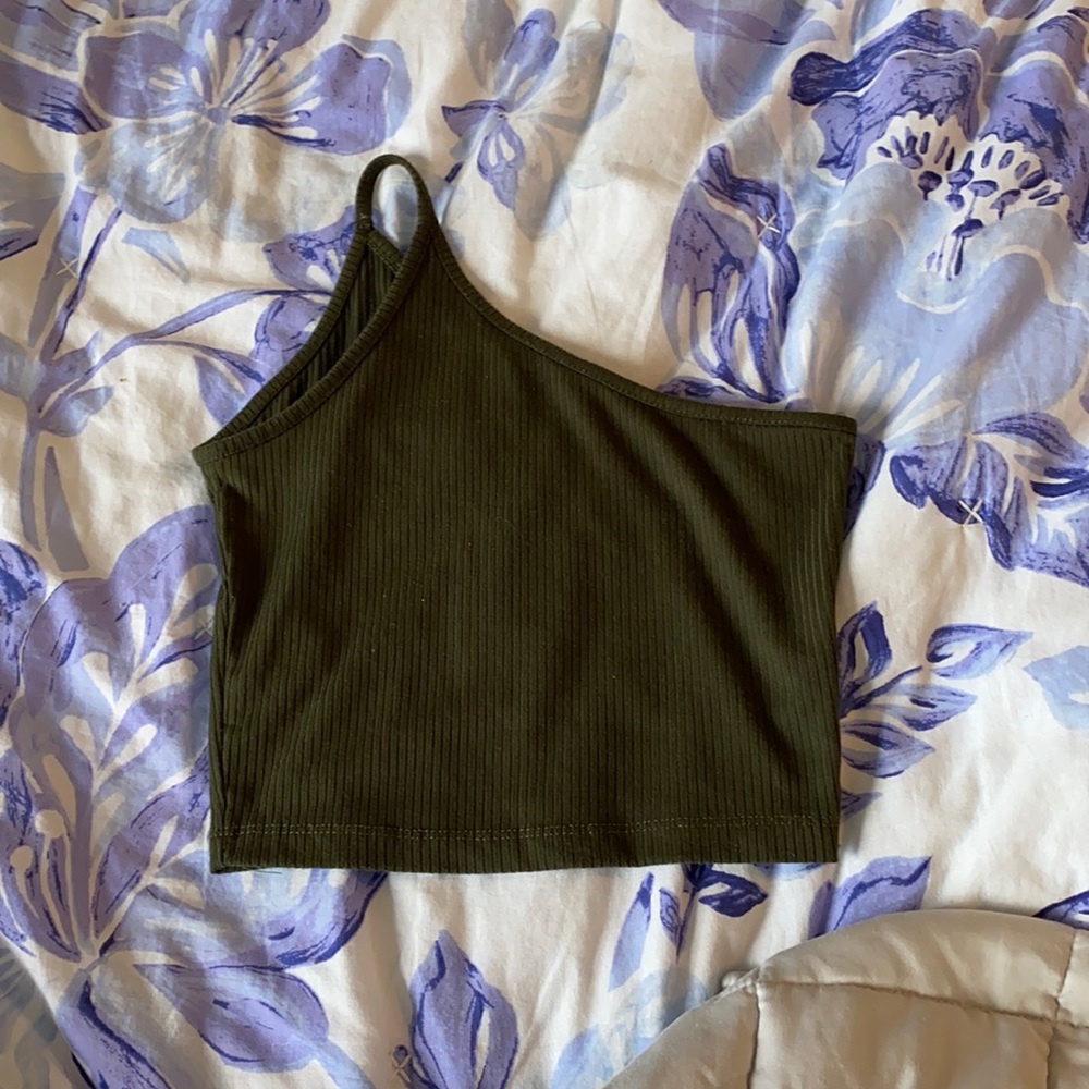 Green one shoulder tank top